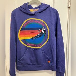 AVIATOR NATION Heather Purple Sweatshirt Aspen XS Hoodie